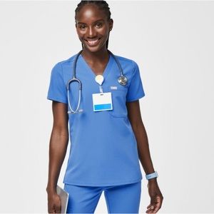 Figs Catarina One-Pocket Scrub Top • Capri Blue • Extra-Small
